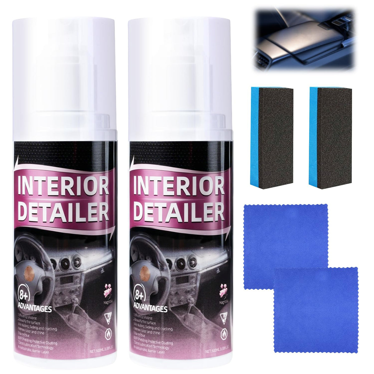 BAGISTES 2pcs car interior cleaner bottles