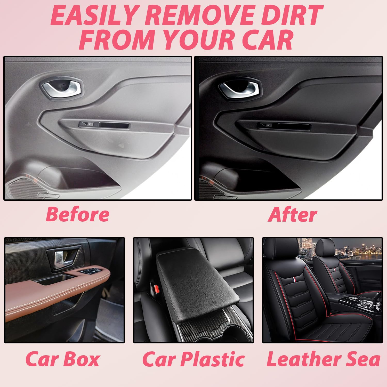 Leather surface cleaned with BAGISTES interior cleaner