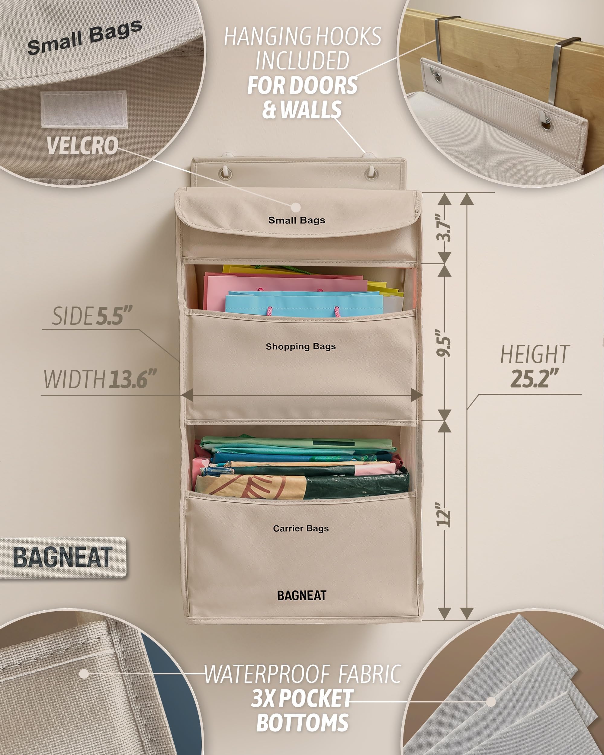 BAGNEAT bag holder wall mounted with screws