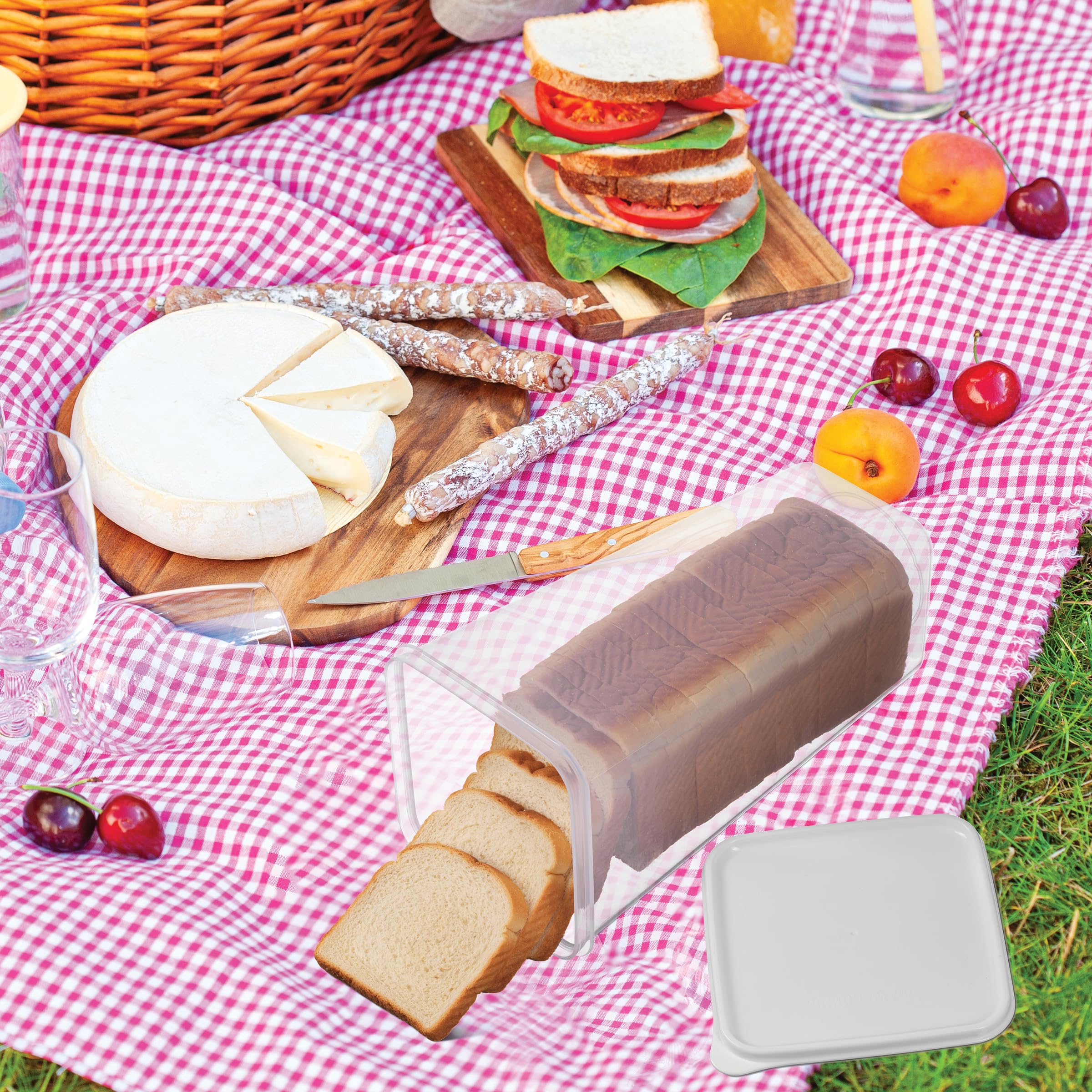 Transparent bread box shows contents clearly