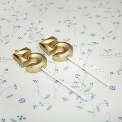 Gold number 55 cake topper candle Bailym close view