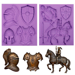 Bakformk medieval knight silicone mold two-piece set