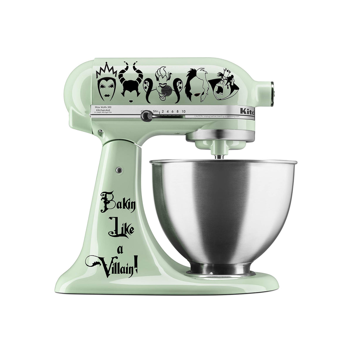 Bakin Like a Villain vinyl decal set for Kitchen Mixers 5in x 14in cut size