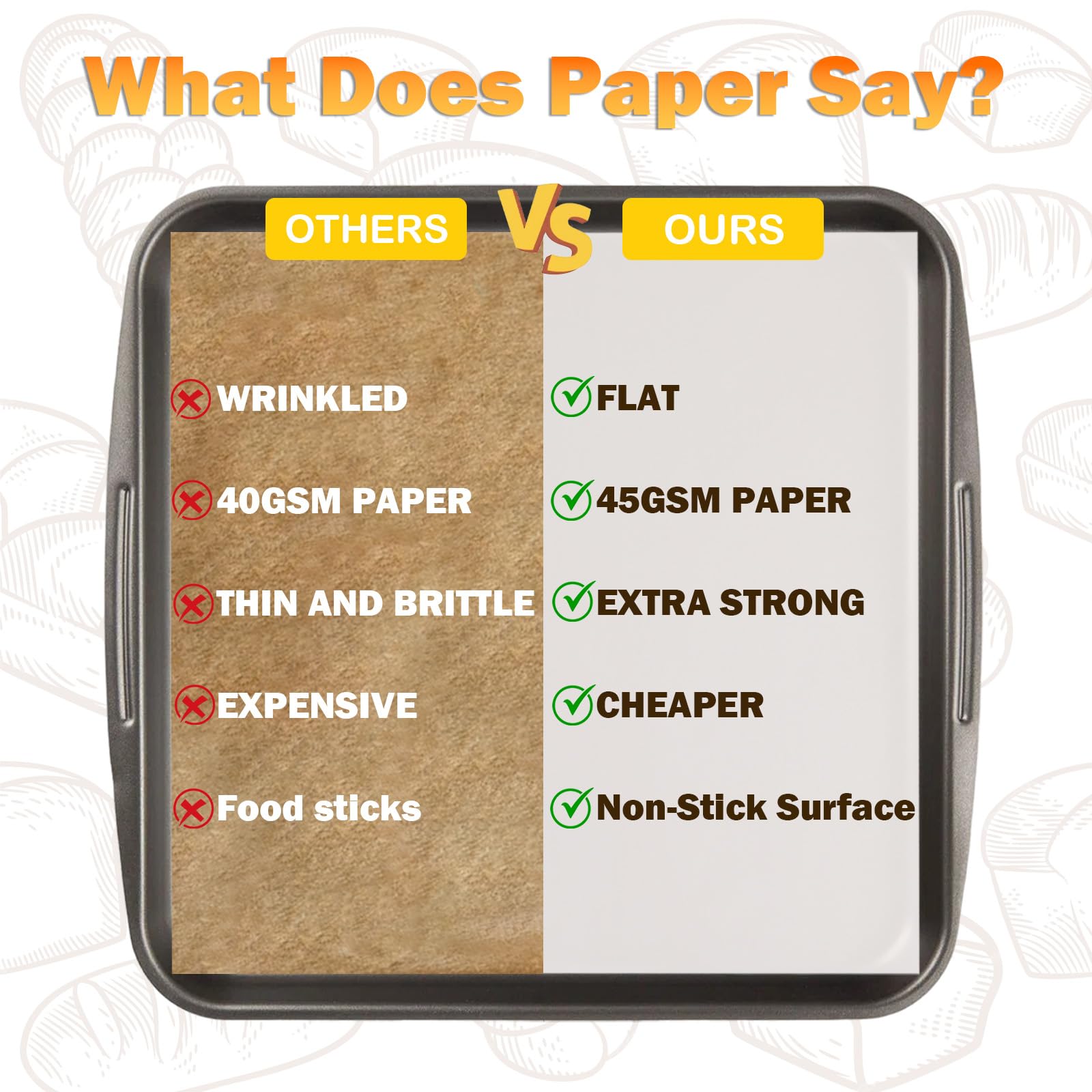 parchment paper liners for baking desserts and meats