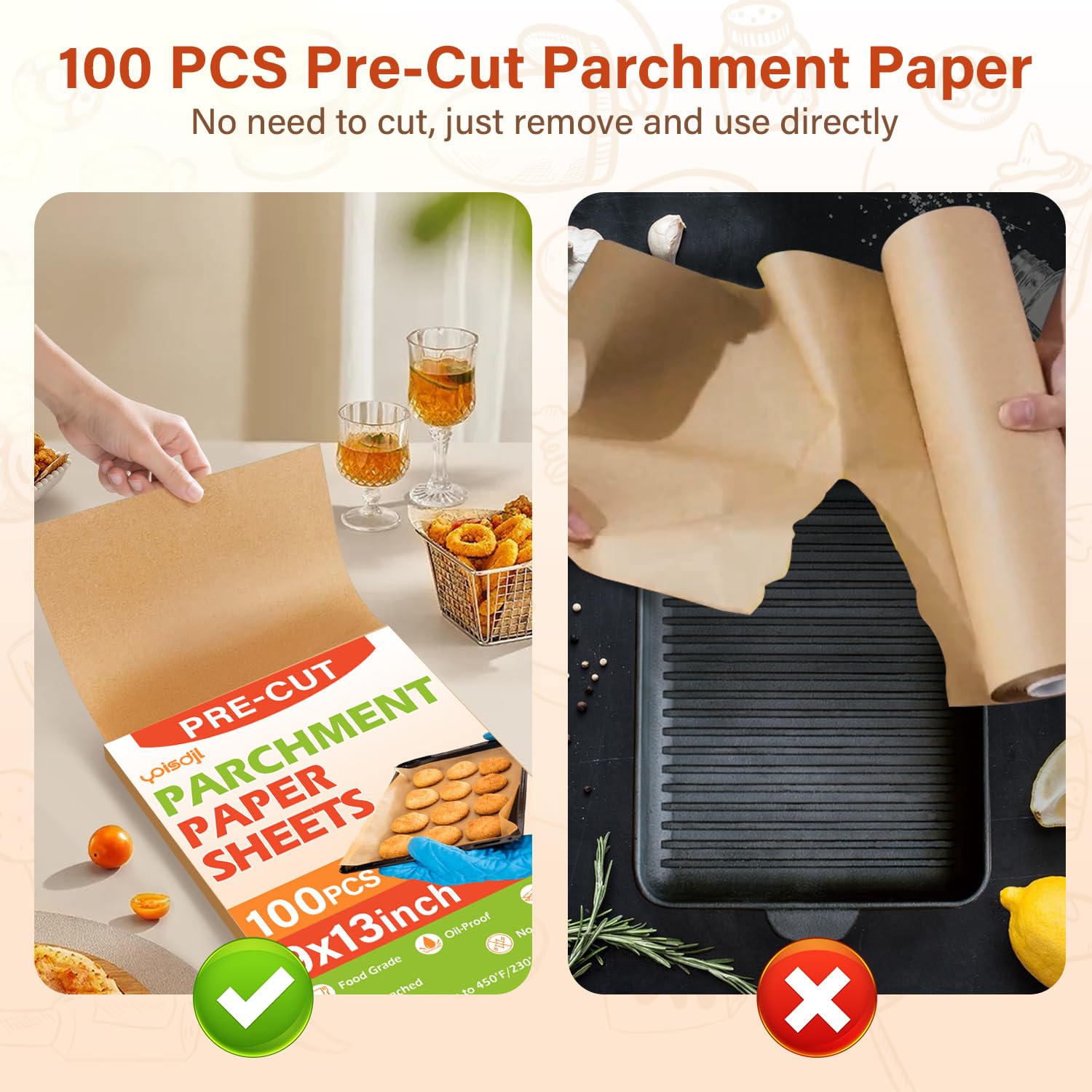 Heat resistant parchment paper up to 450°F