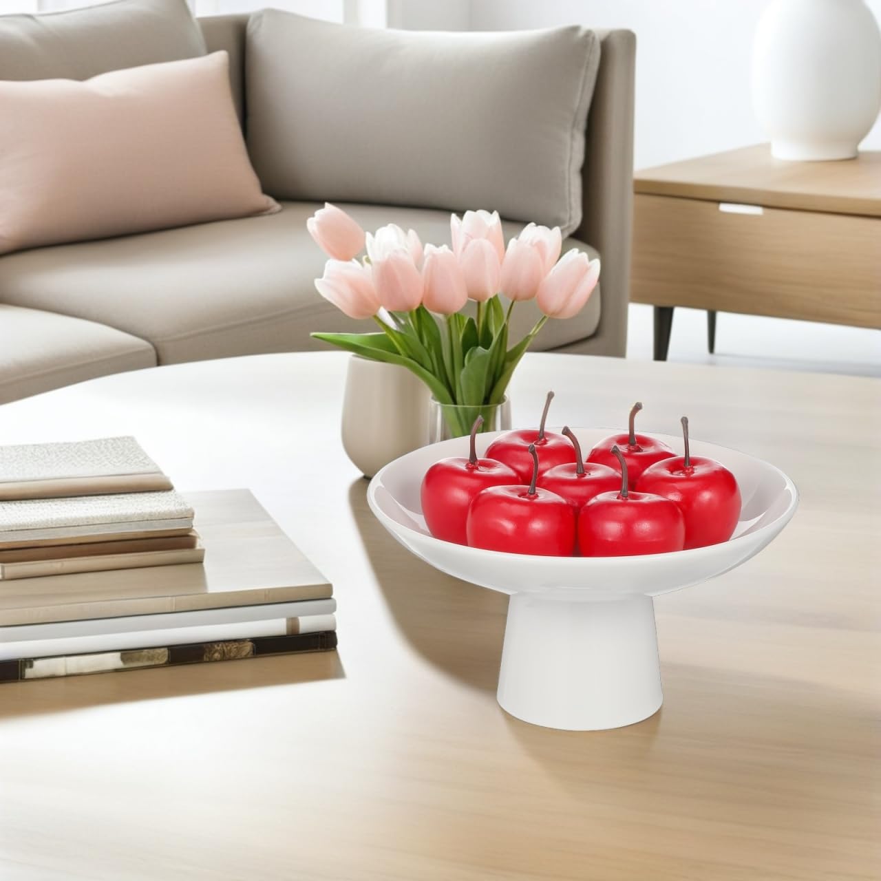 White ceramic pedestal bowl for serving