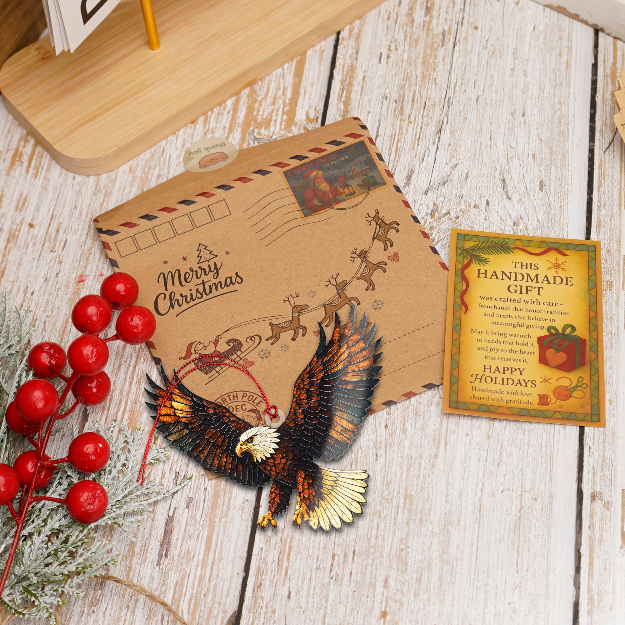 bald eagle lovers gift ornament with story card