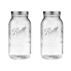 Ball 64 ounce wide mouth mason jar set 2 with bands and lids