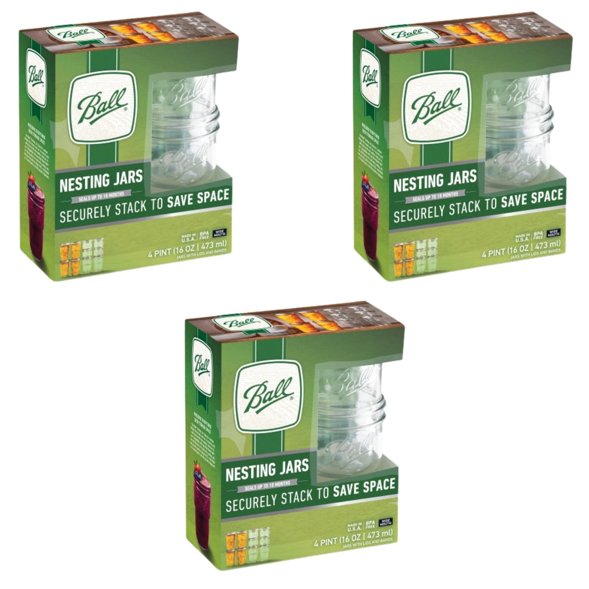 Ball glass nesting mason jars wide mouth 16 oz image 1