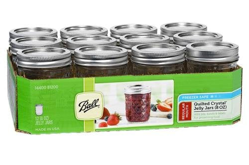Ball Jar Quilted Crystal Jelly 8 oz jars with lids and bands