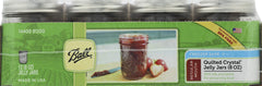 Ball Jar Quilted Crystal Jelly 8 oz case of 12 glass jars with lids