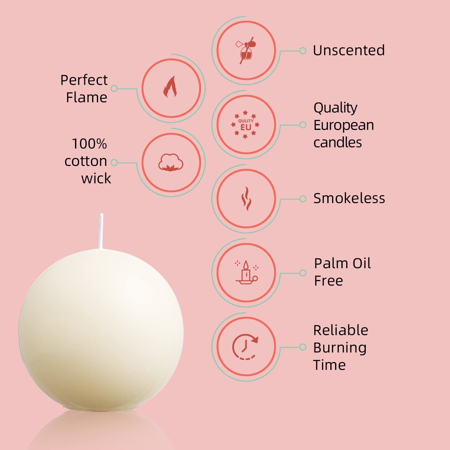 75 hour burn time ivory candles for home decoration