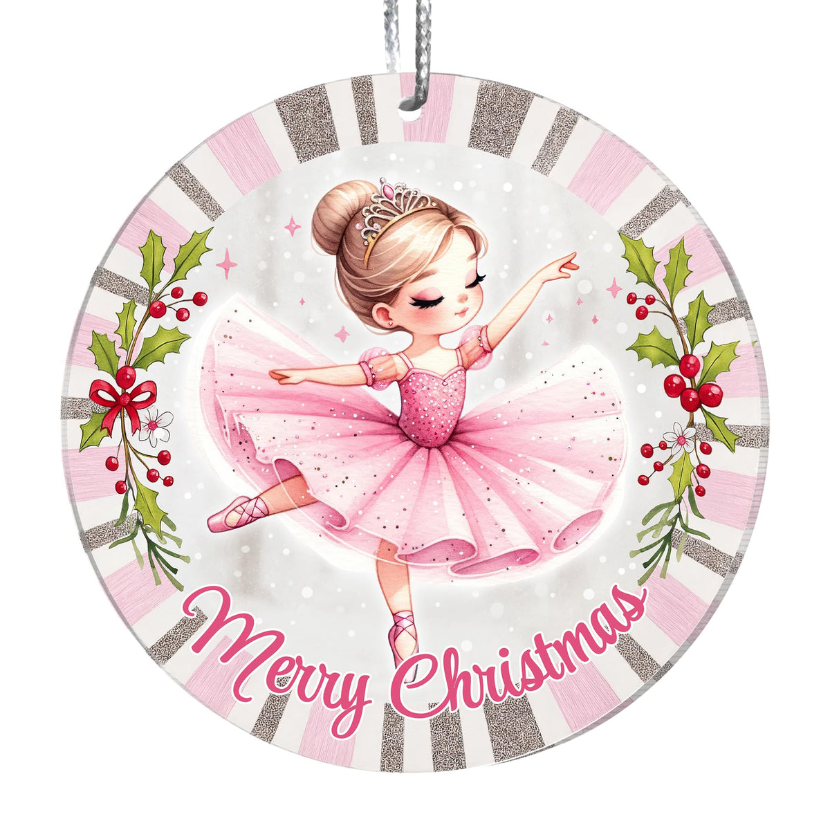 Pink Ballerina Ornament for Girls closeup