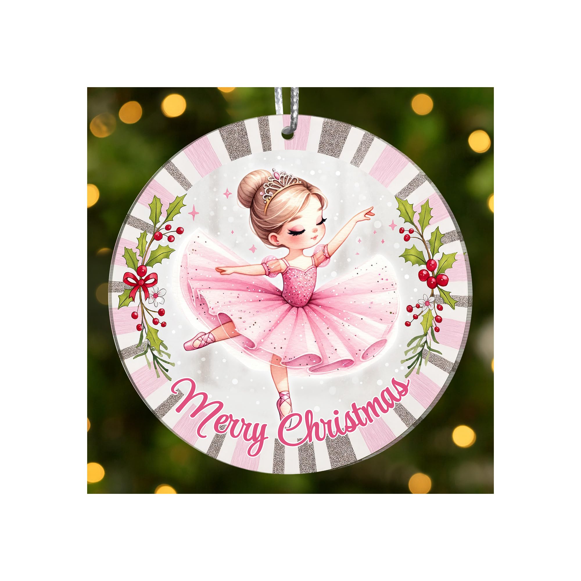 Pink ballet ornament product image set angles