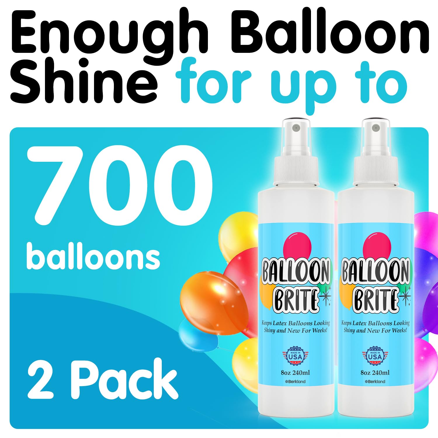 Two 8 oz bottles per pack totaling 16 oz for Balloon Shine