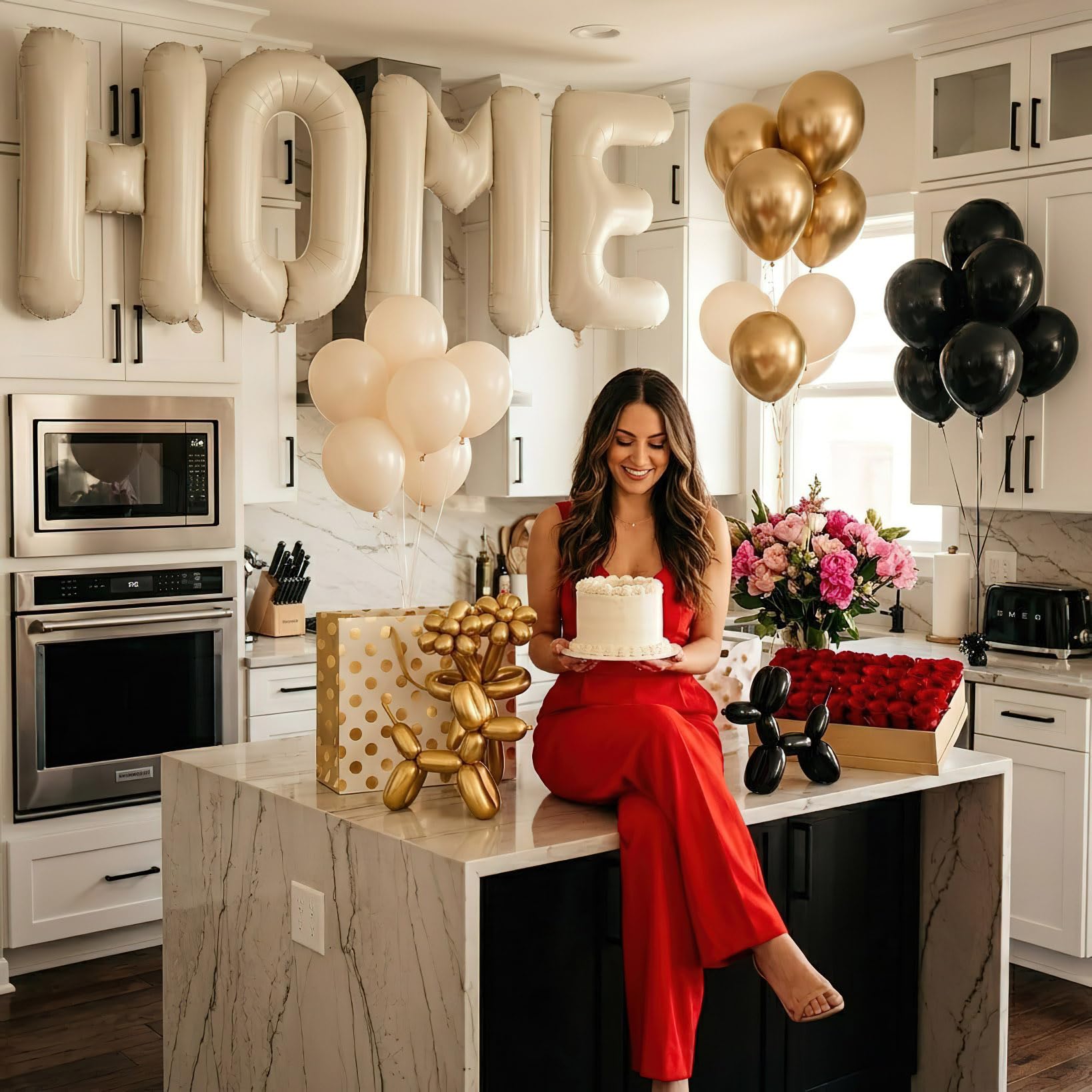 Tying ribbon for balloon decor included
