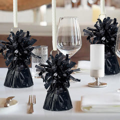 Balloon weights with built in ribbon loop in black