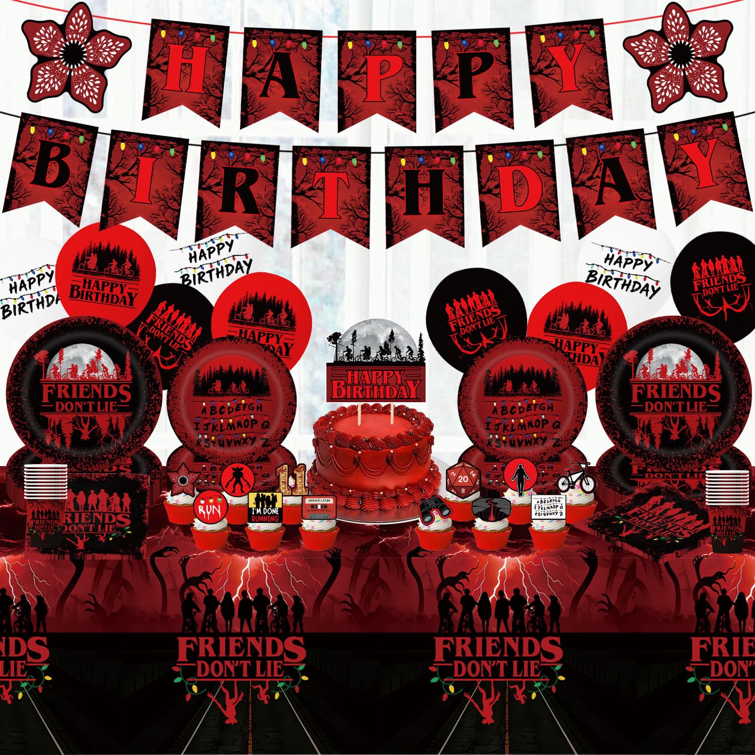 9 latex balloons in 3 colors for Stranger party set
