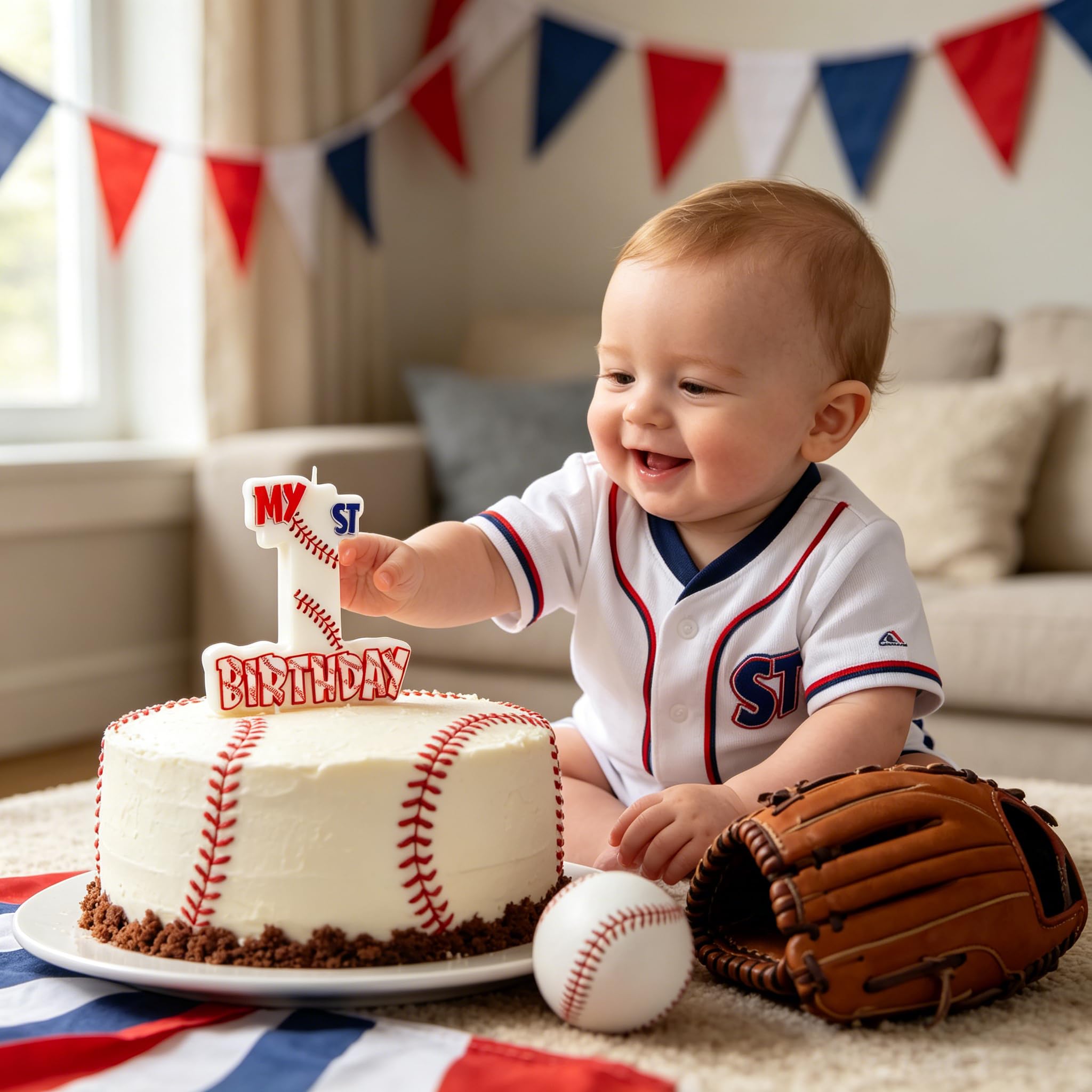 Baseball birthday candle suitable for Little League celebrations