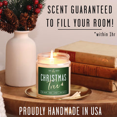 Gold foil label on Christmas Tree Candle