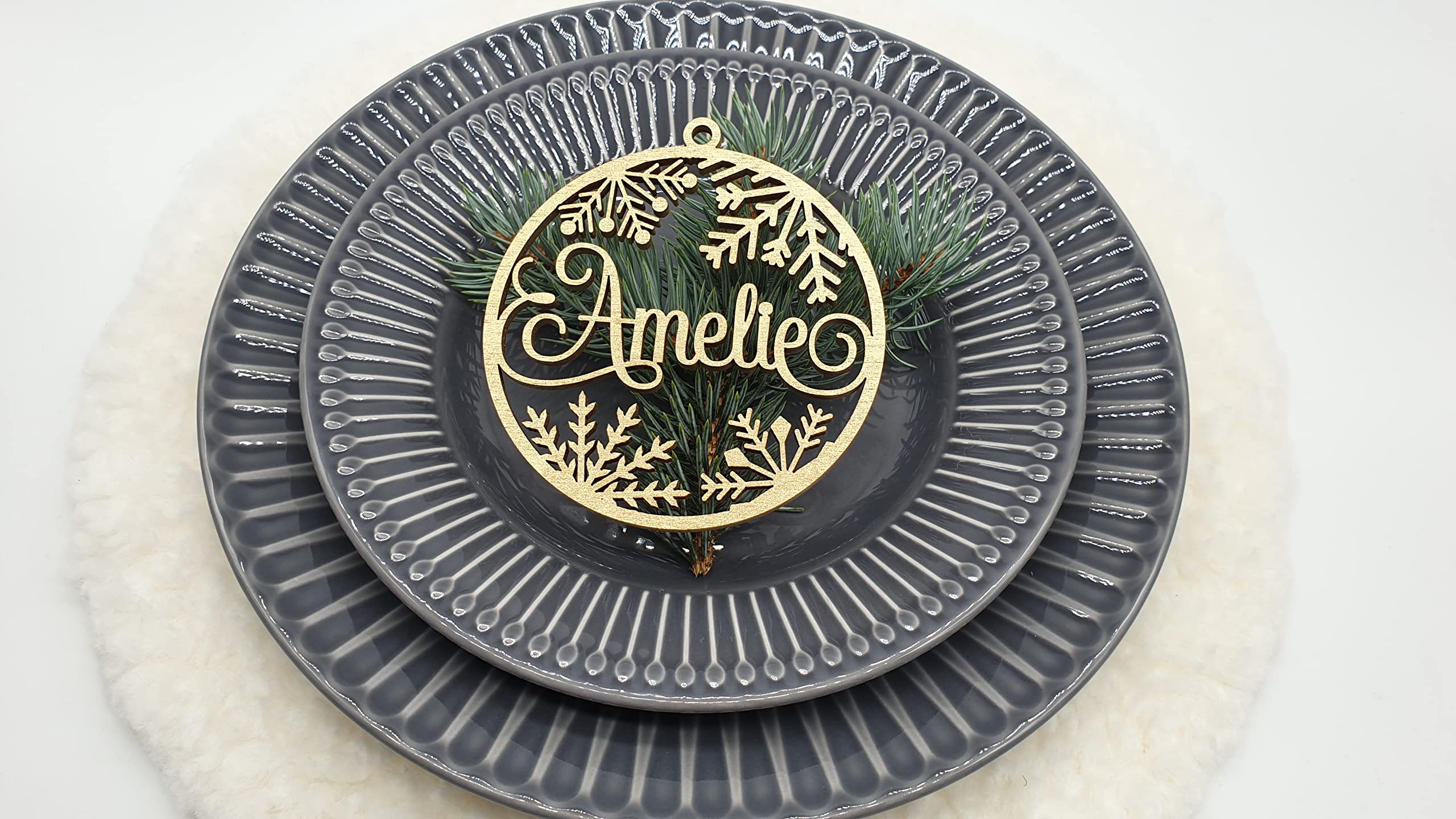 Baltic Birch plywood natural finish ornament 12 cm tall