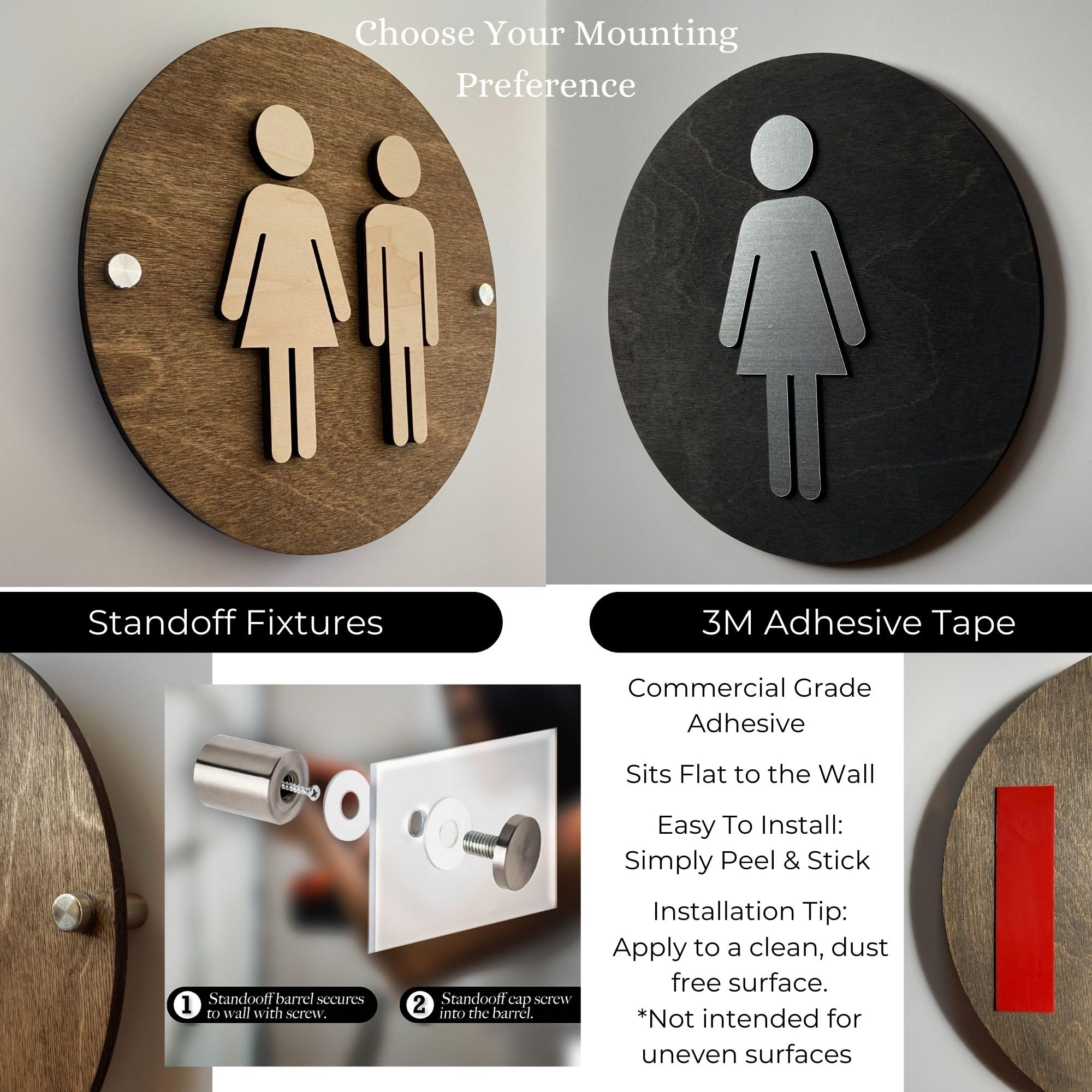 Round layout restroom sign option