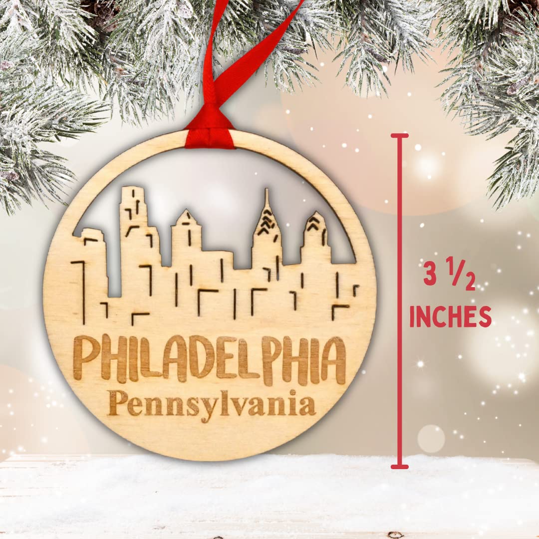 Baltic Birch wooden skyline ornament Philadelphia