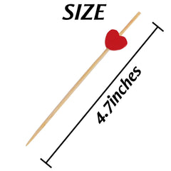 4.7 inch long heart shaped cocktail picks in bamboo