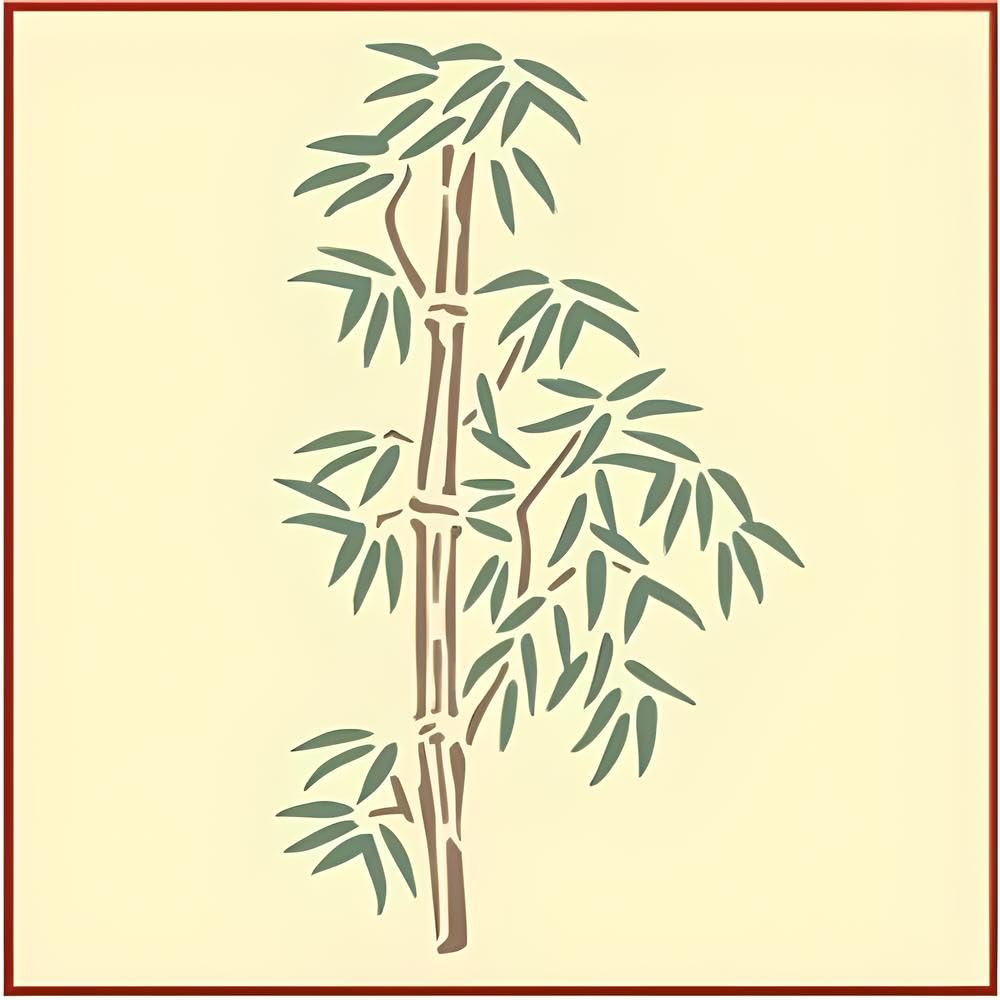 Bamboo Asian Stencil Template reusable mylar 6.6x11 for art