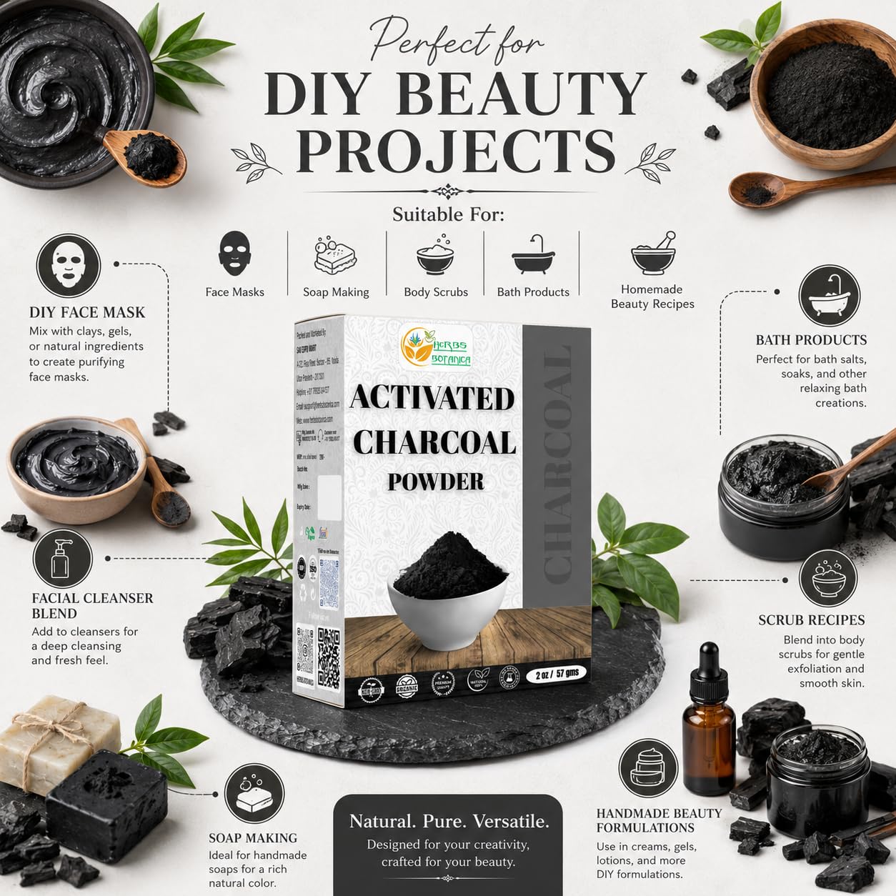 Activated charcoal powder ideal for baking and smoothies
