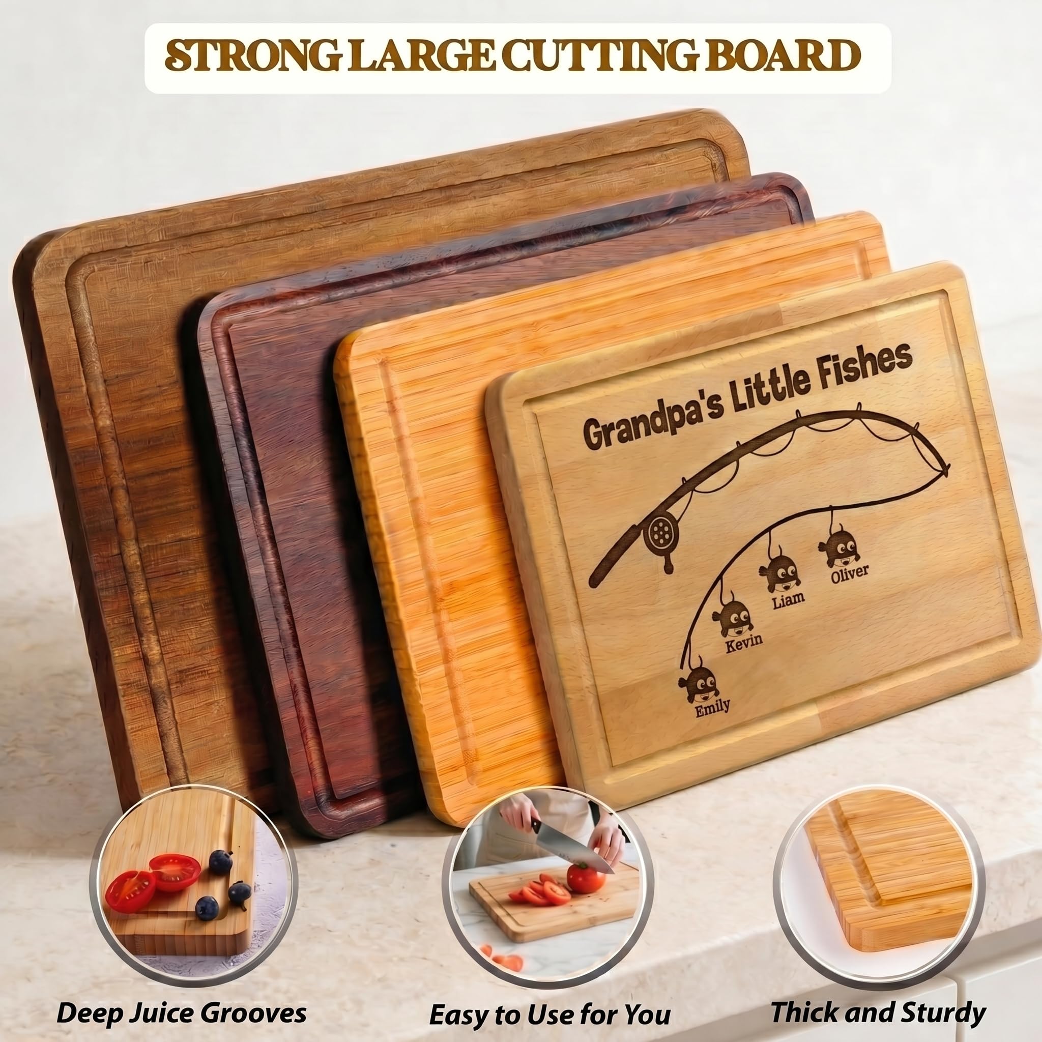 Bamboo wood cutting board personalized gift