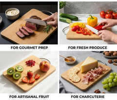 bamboo cutting board with metal handle for carrying
