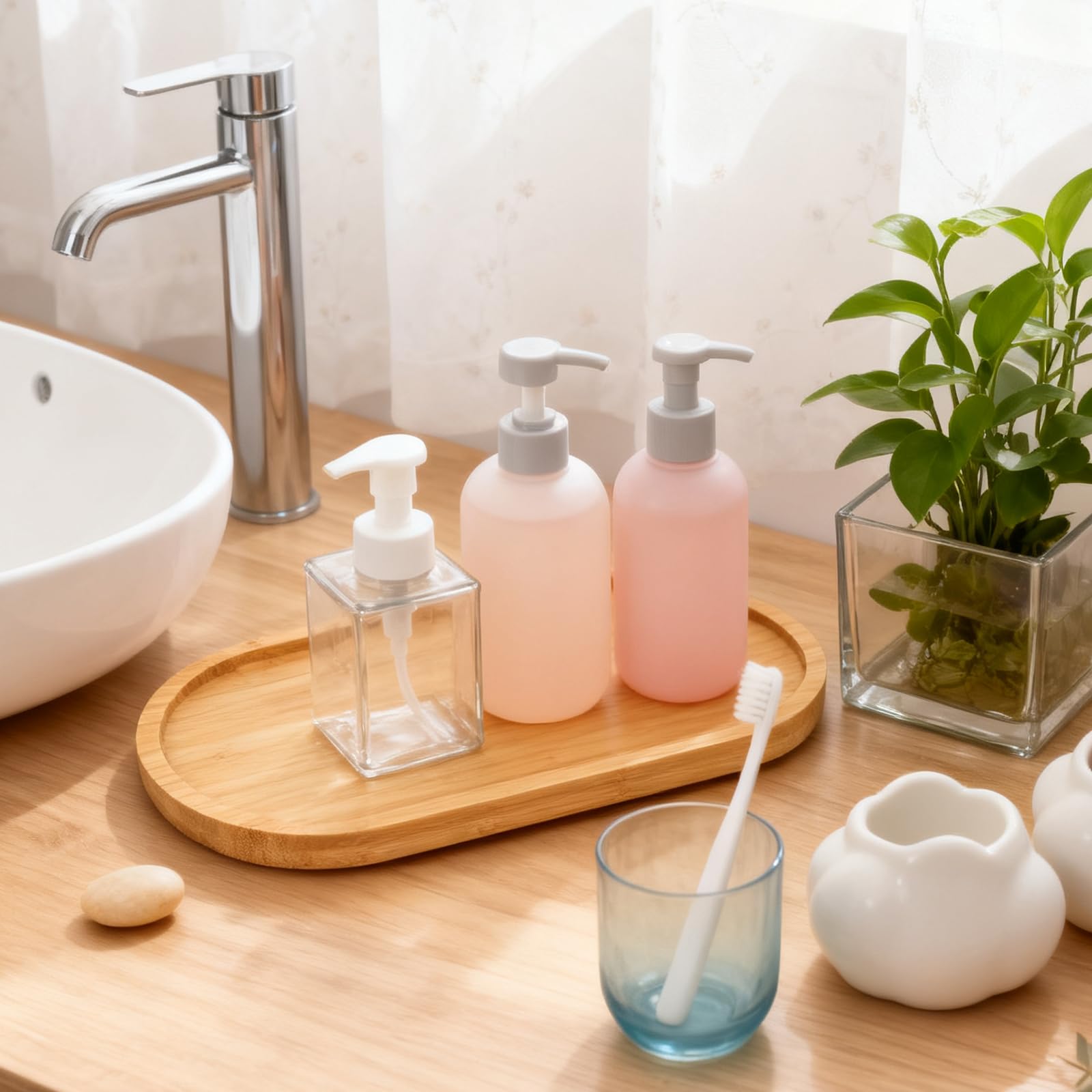 4 piece bamboo tray set with raised edges