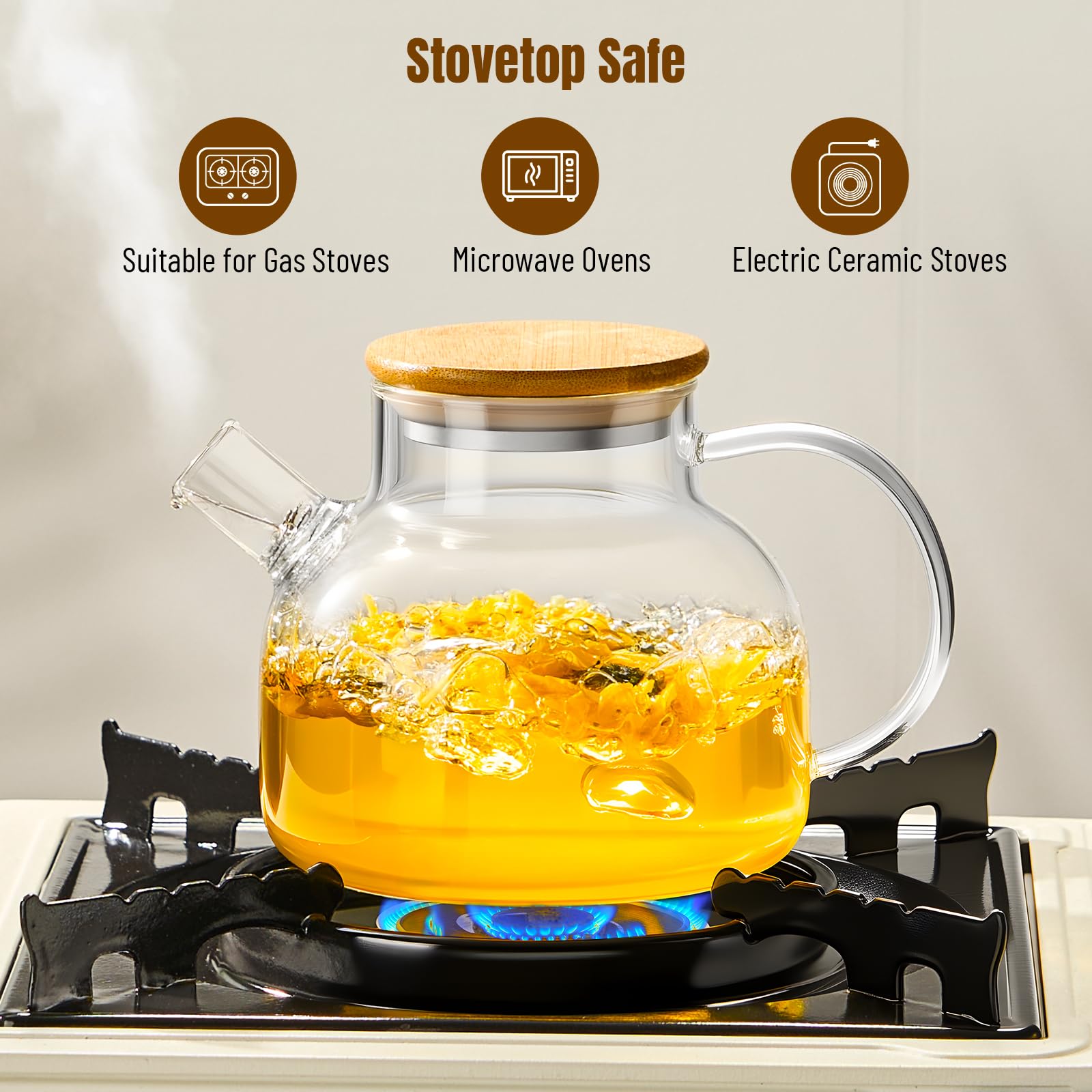 20 oz capacity glass teapot for loose leaf tea