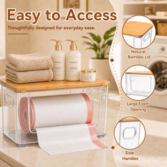 Non slip base and wide opening for one handed bag access