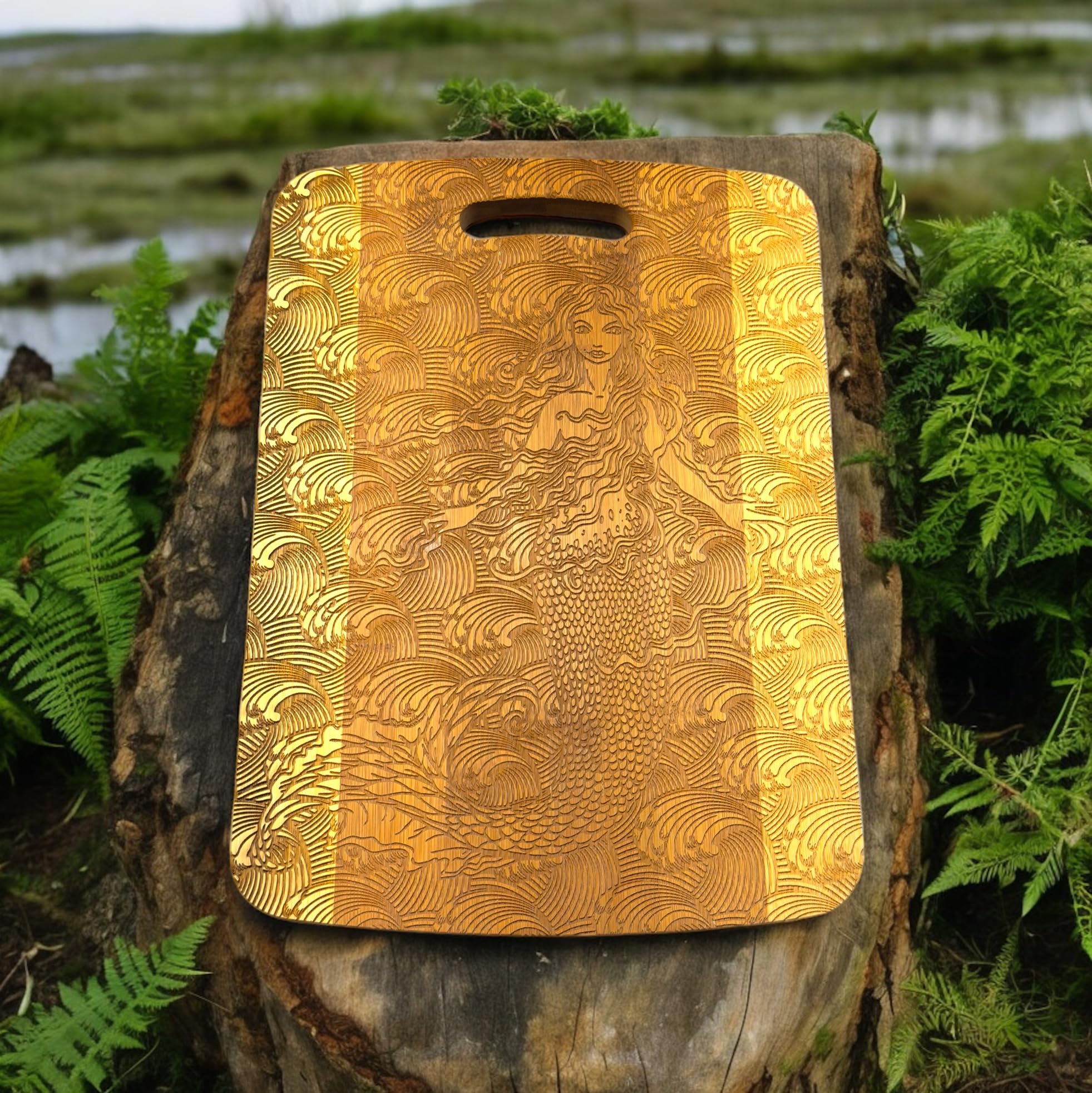 Size 14 x 9.5 x 0.5 inches Bamboo Mermaid Cutting Board