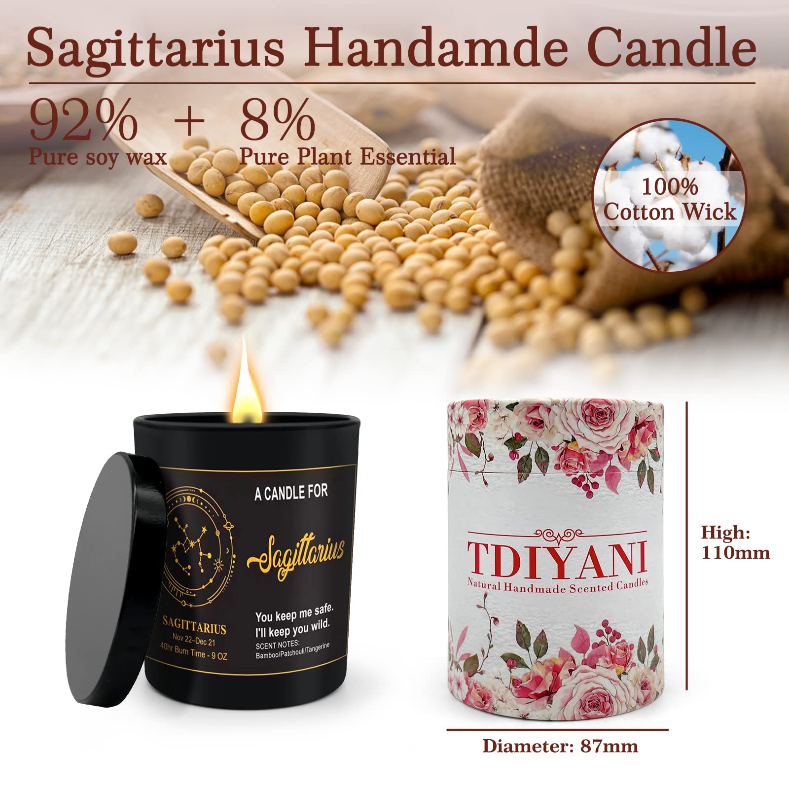 bamboo patchouli tangerine scented candle closeup