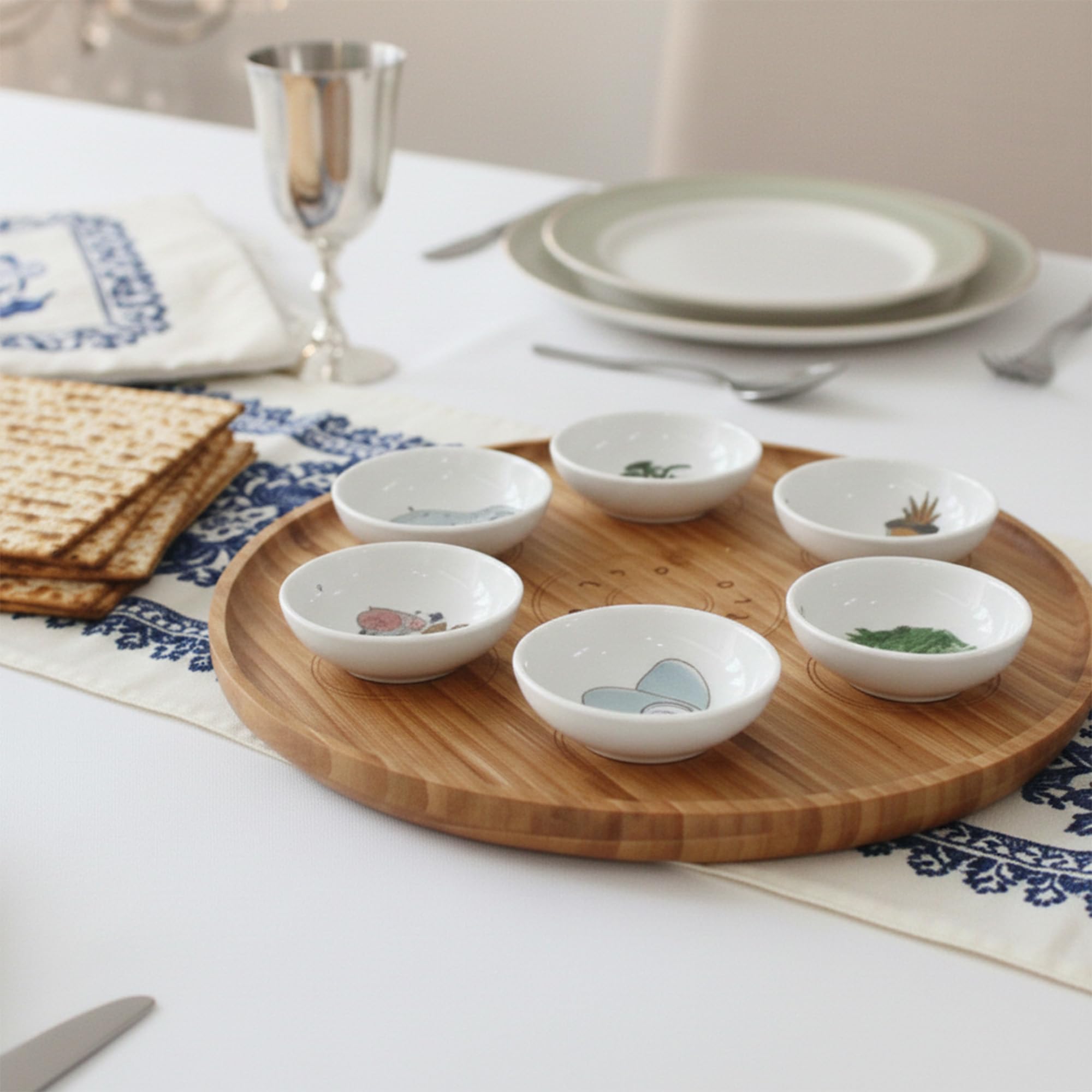 Bamboo wood Seder Plate 13 inch diameter