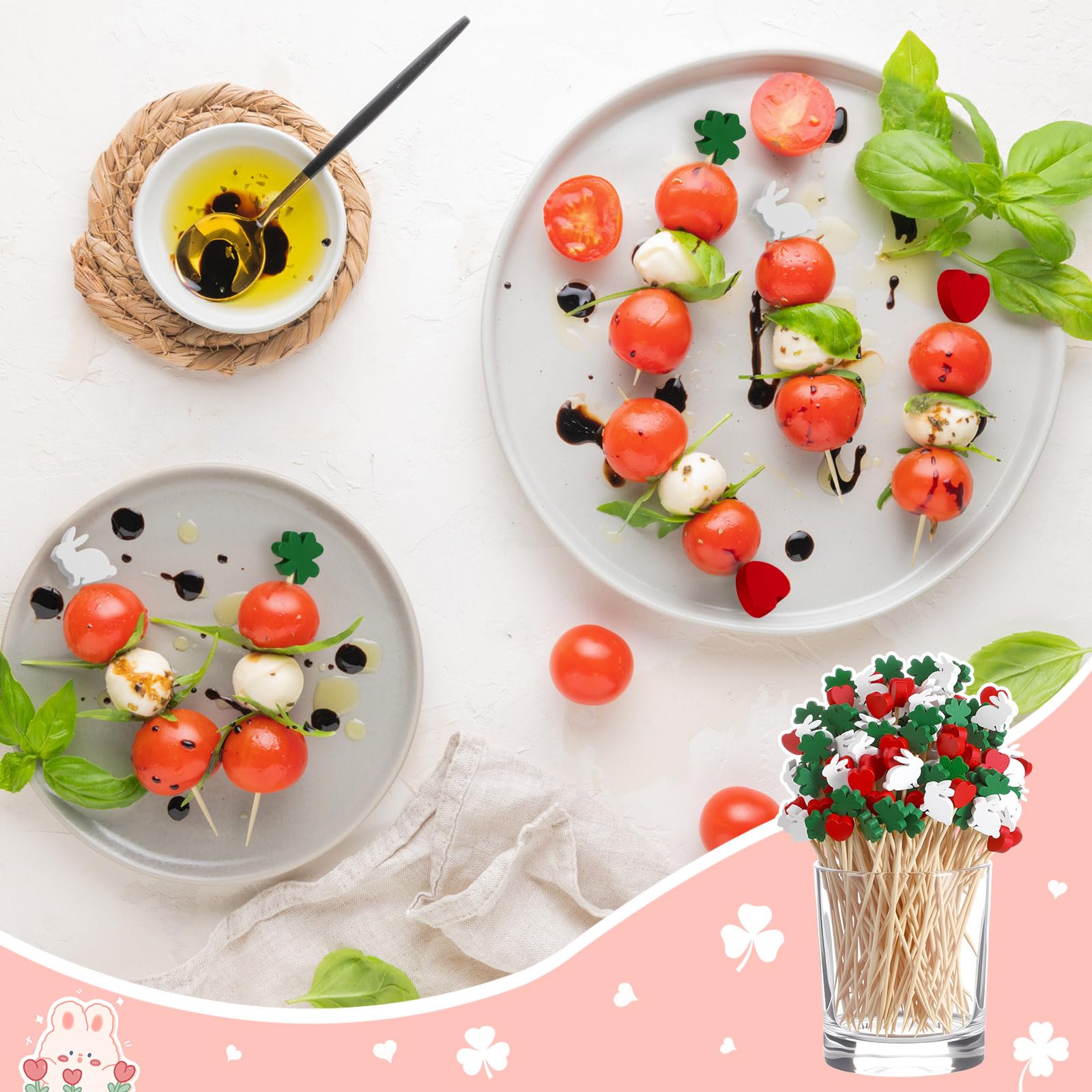 Bamboo skewers 4.7 inch length red pink green colors
