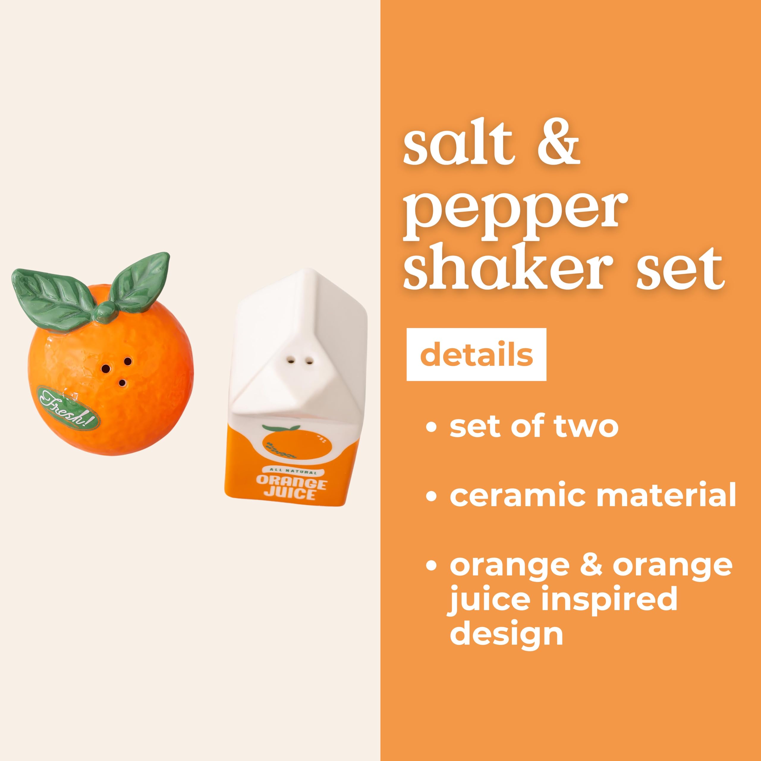 whimsical fruit shaped salt pepper shakers orange