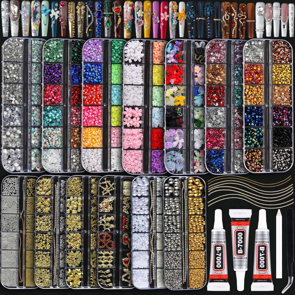 BANA Bedazzling Kit Nail Charms collection with 13 boxes