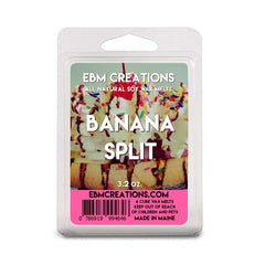 Banana Split soy wax melts six cube clamshell packaging