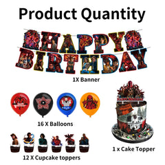 30 piece TV series birthday decoration set contents