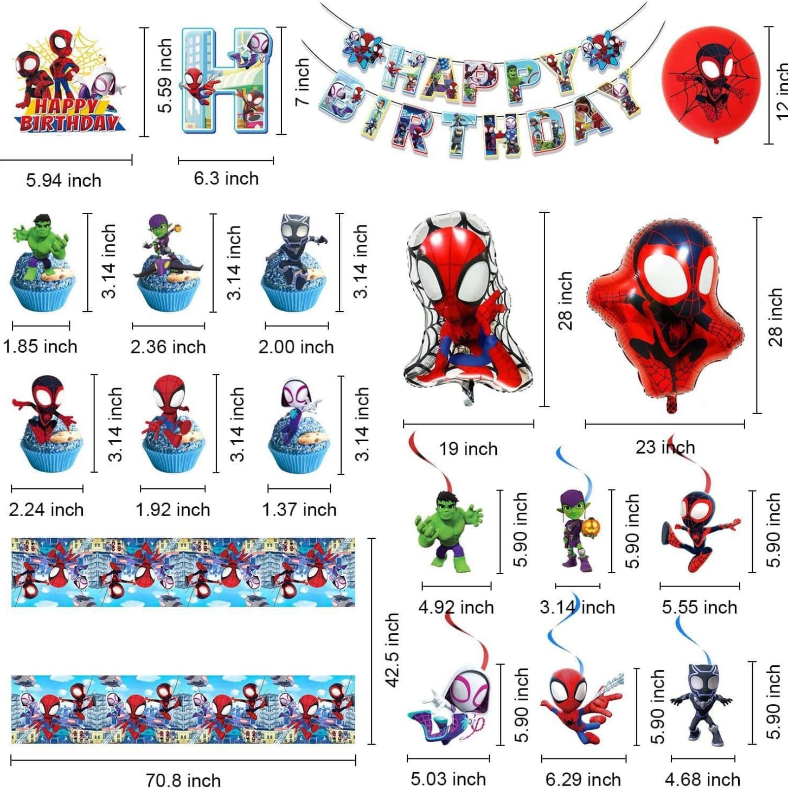 Banner cake topper and cupcake toppers for spider party