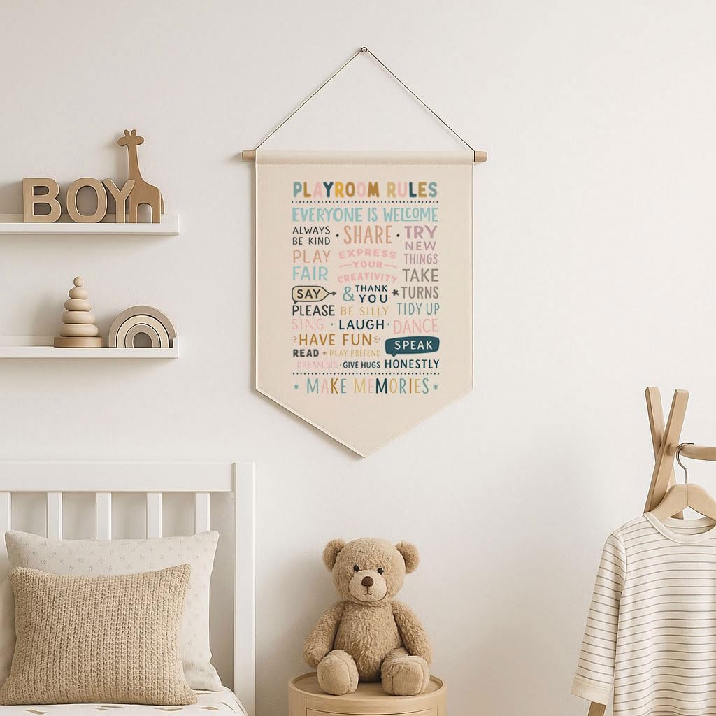 Playroom Rules Wall Art ideal for bedrooms and homeschool