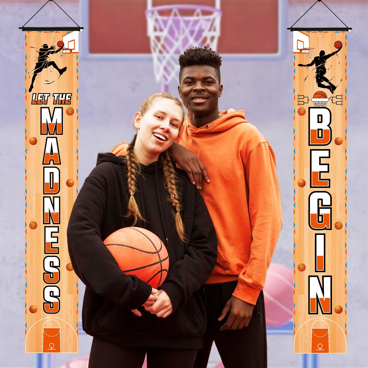 Banner porch sign for basketball party decorations