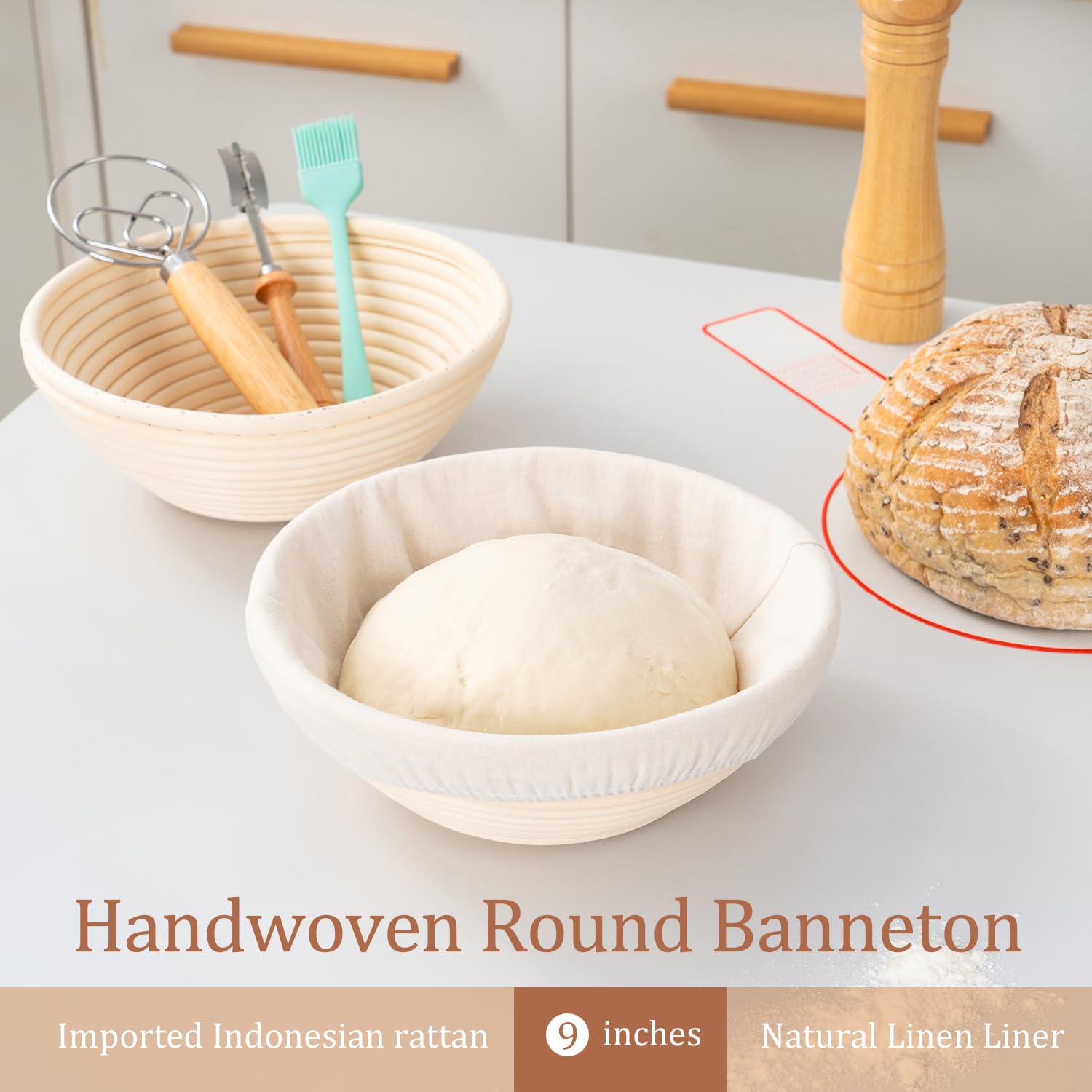 Round banneton basket 9-inch from GobiSea for proofing dough