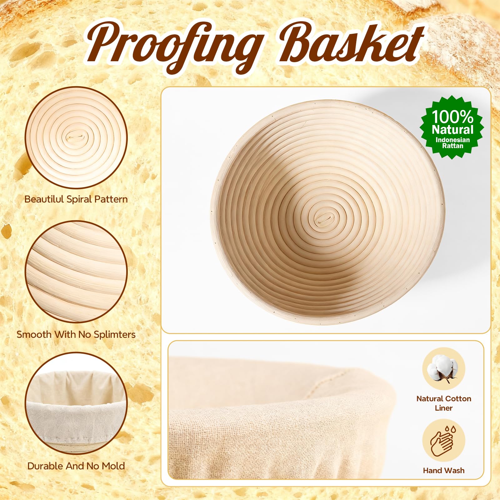 Banneton oval proofing basket included in kit