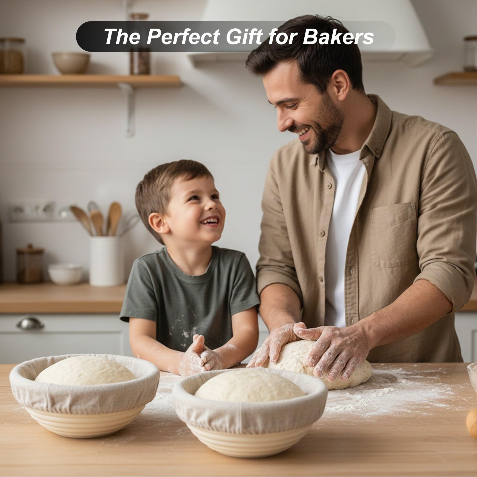 sourdough bread proofing basket collection with liners