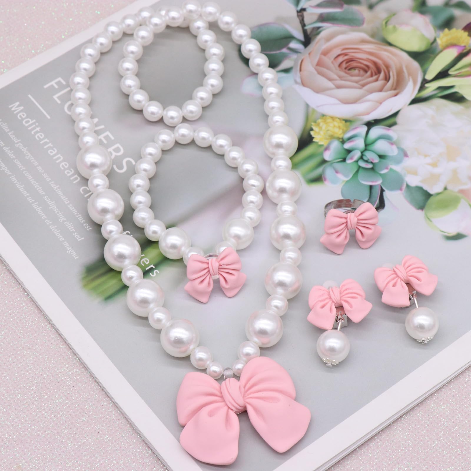 BaobaoJoy sparkling bow ring pink for little girls